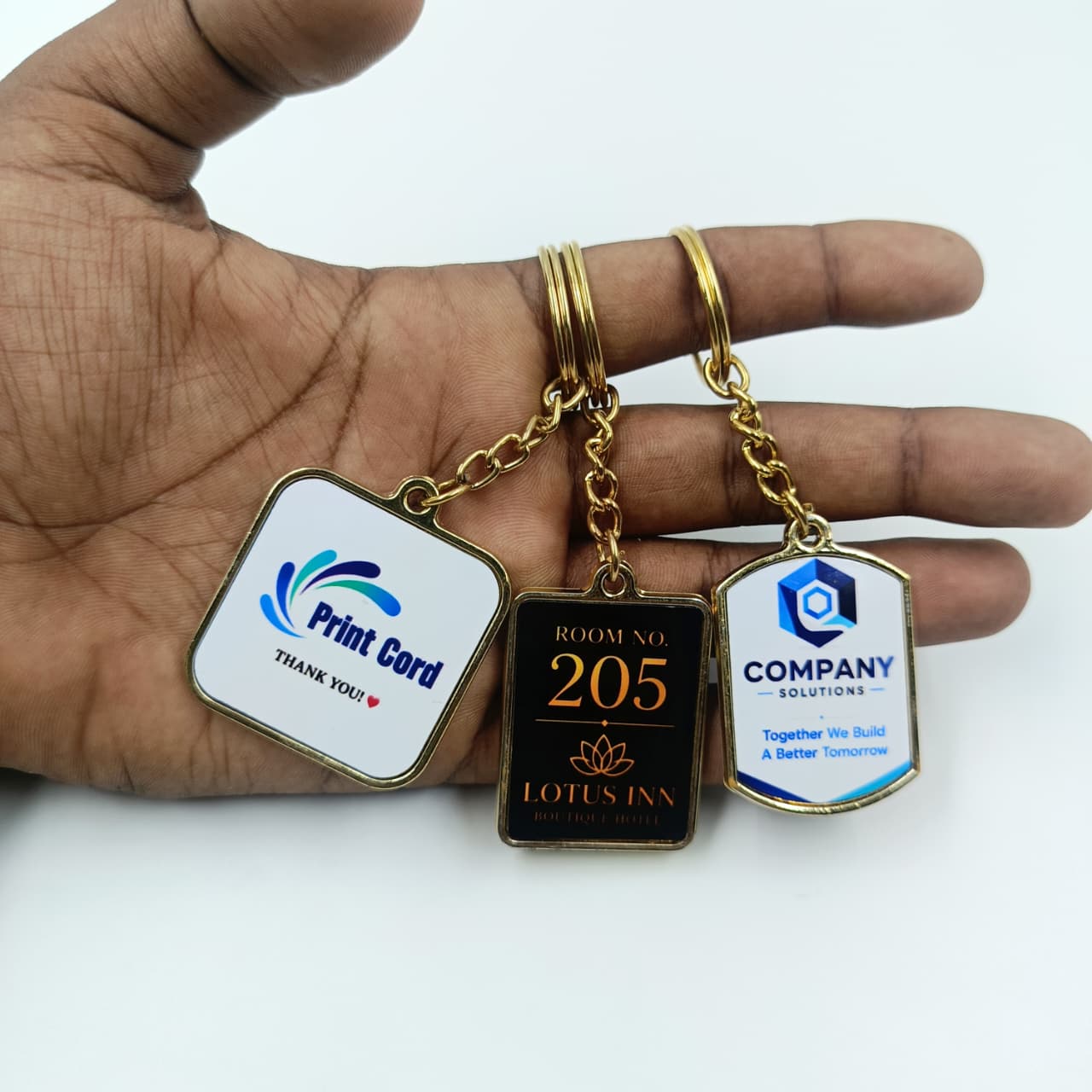 Double-Sided Golden Plastic Outline Keychain