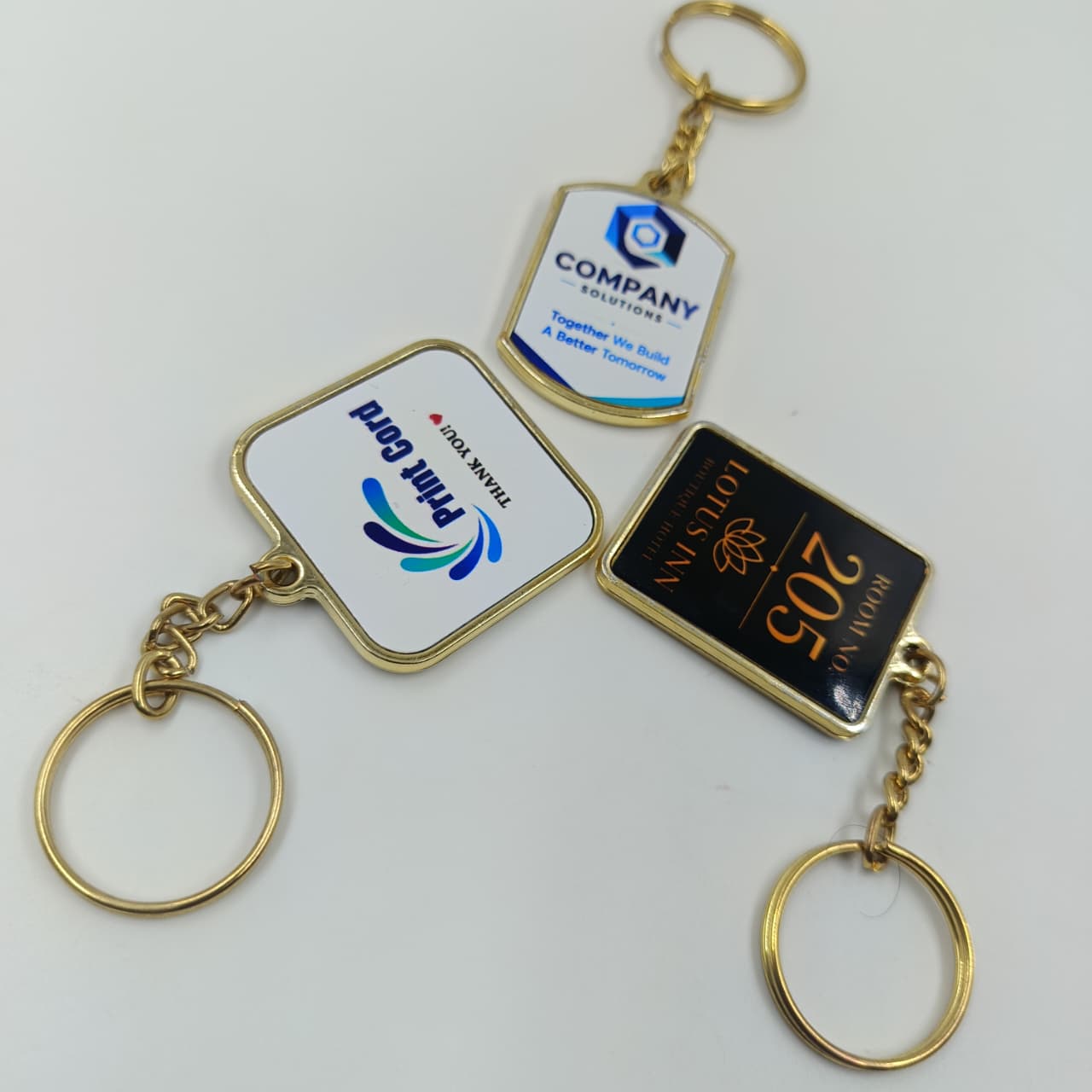 Double-Sided Golden Plastic Outline Keychain