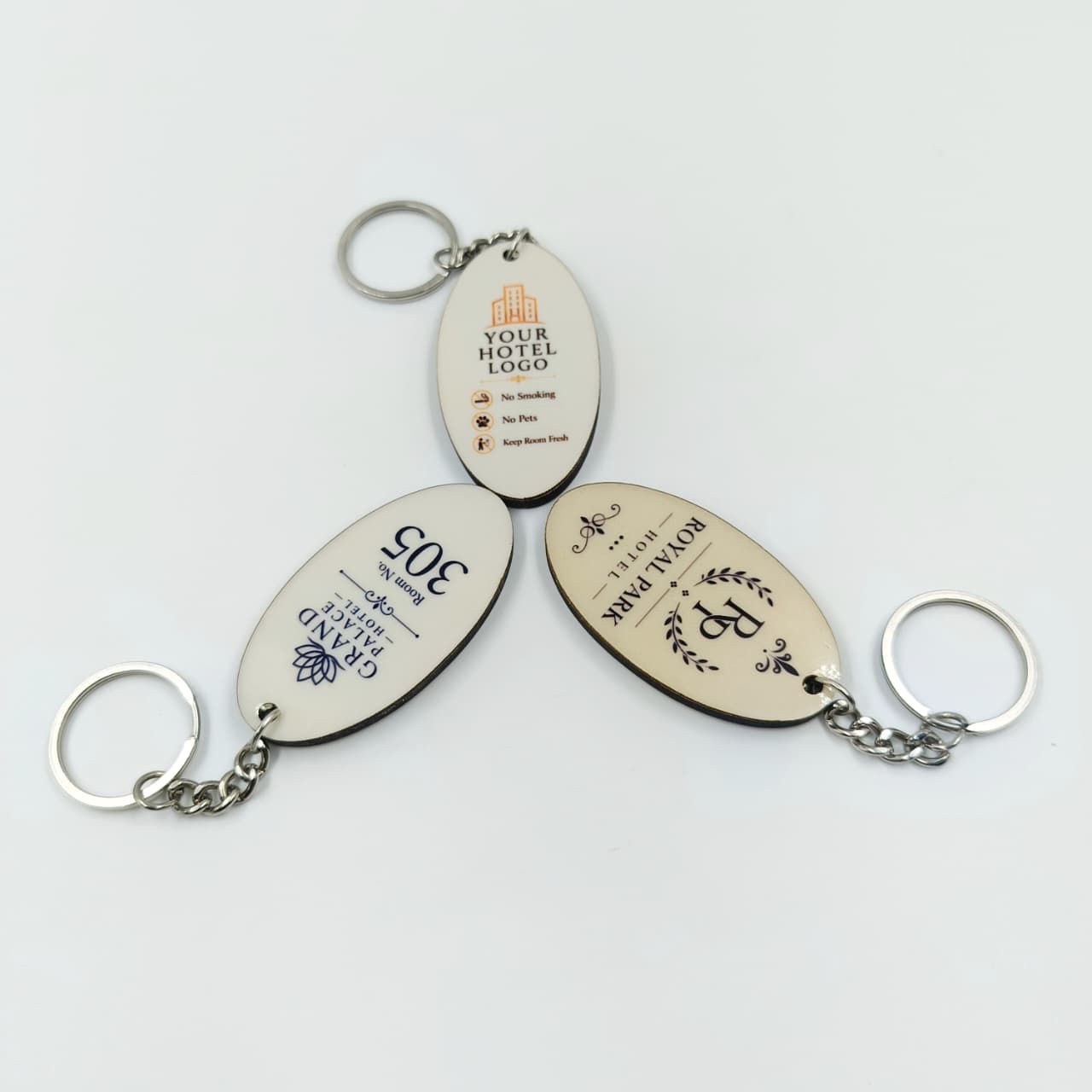 Double-Sided MDF Hotel Keychain