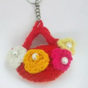 Woolen Multi Color Purse Keychain