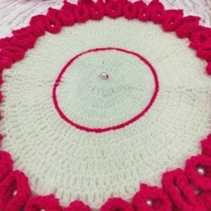 Designer Decorative Pink - White Thali Posh (35cm x 35cm)
