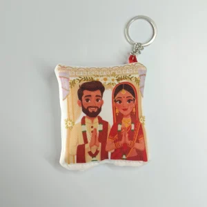 Print Cord Personalized Cushion Keychain – Soft Fabric Gift for Couples (10x10x1 cm)