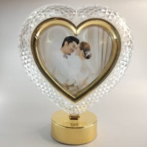 Print Cord Heart-Shaped Crystal LED Photo Frame – Romantic Couple Gift (25x20x10 cm)