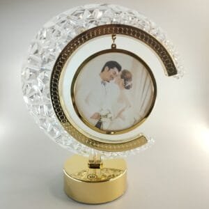 Print Cord Rotating Crystal LED Moon Photo Frame – Personalized Couple Gift (25x20x10 cm, 300g)