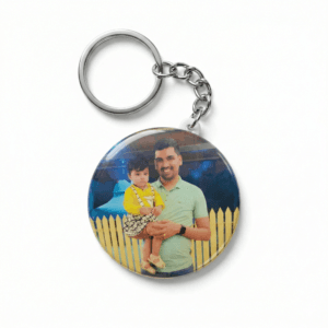Photo Badge Keychain – Durable Round Glossy Personalized Keyring for Logos, Gifts, and Events