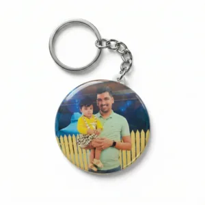 Photo Badge Keychain – Durable Round Glossy Personalized Keyring for Logos, Gifts, and Events
