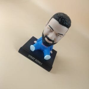 Virat Kohli Indian Jersey And IPL Version Bobblehead (10cm) – 2-in-1 Premium PVC Cricket Action Figure & Mobile Phone Stand for Car Dashboard, Office Desk, and Home Decor