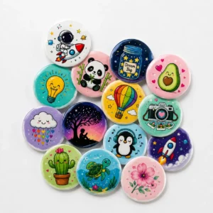 Print Cord Custom Round Pin Badges – Personalized Circular Design